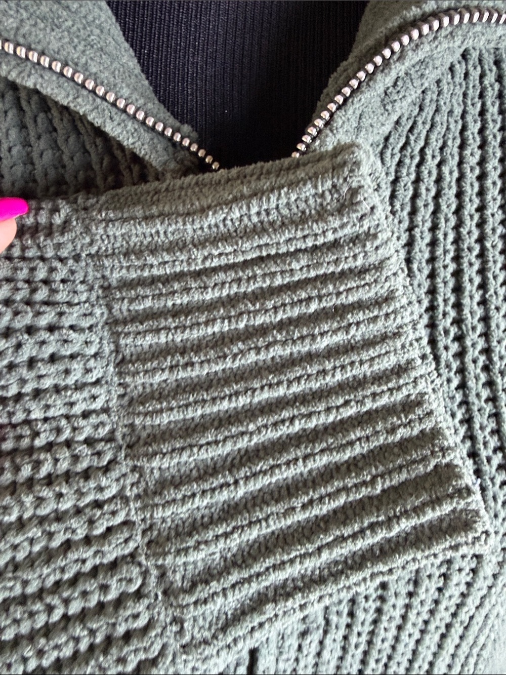 FLX Womens Zip-Front Chunky Knit Sweater Jacket - Green Sz XL NWT - Picture 5 of 10